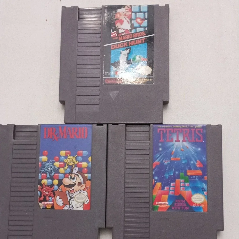 Nintendo NES Game Lot: Super Mario Bros./Duck Hunt, Dr. Mario, Tetris